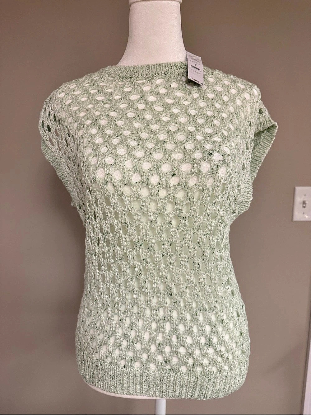 White House, Black market Green Open Knit Sweater NWT